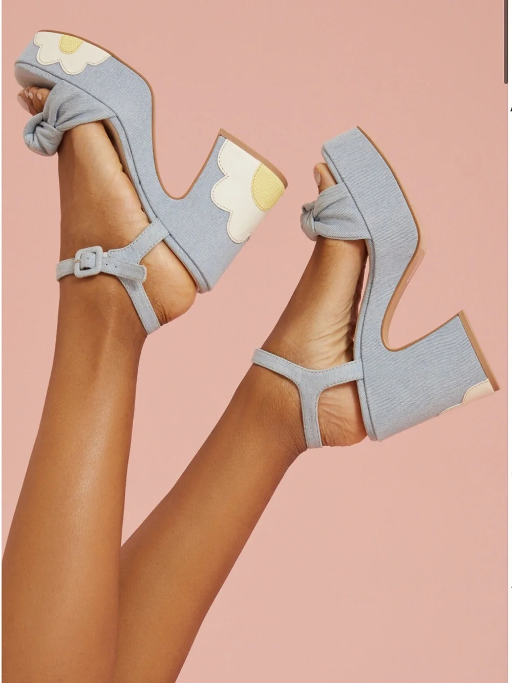 Altar'd State Light Blue Daisy Platform Sandals